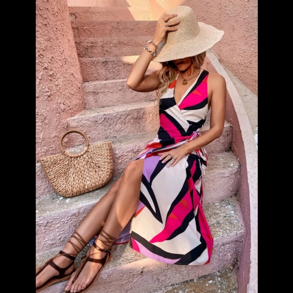 Tie Side Backless Wrap Dress
